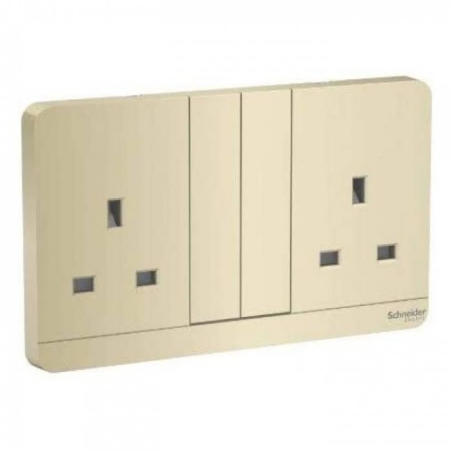 Schneider Avataron 2 Gang Switch Socket 13A E83T25_WG_G12